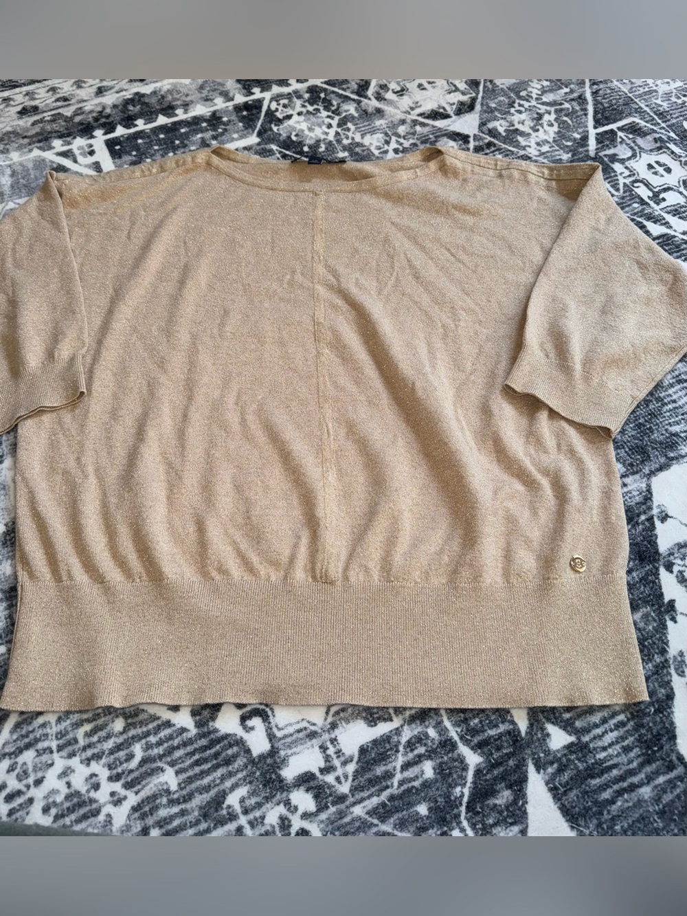 Tommy Hilfiger Metallic Gold Short Sleeve Crew Neck Sweater